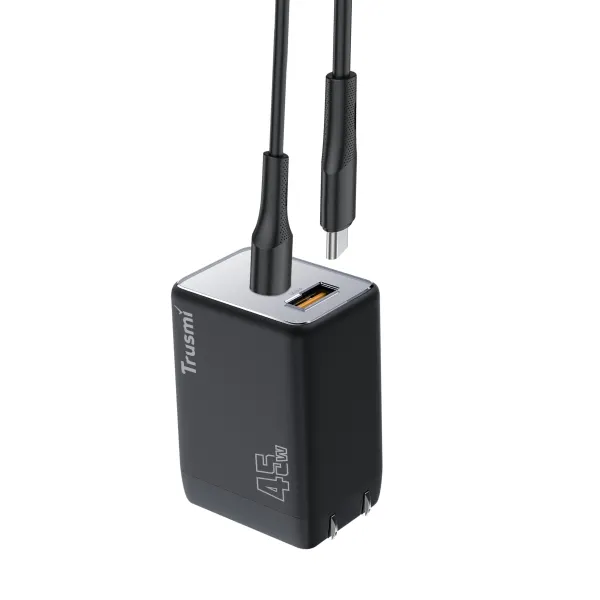 Sạc nhanh mini Trusmi PD 45W GAN 1A1C kèm cáp type-C to type-C 60W (US) CH06