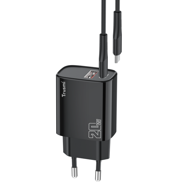 Sạc Trusmi cổng 1A1C PD 20W kèm cáp type-C to type-C 60W CH11 (EU)