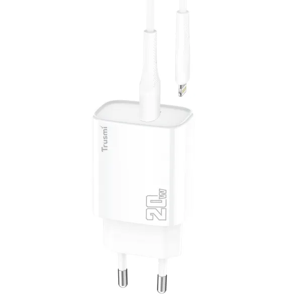 Sạc Trusmi cổng USB-C PD 20W kèm cáp type-C to Lightning 20W (EU) CH10